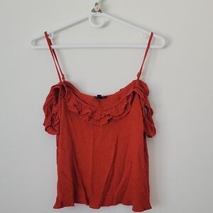 Top Shop Women's off shoulder Ruffled Red Top